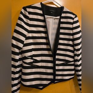 ANN TAYLOR Black and White Striped Womens Blazer